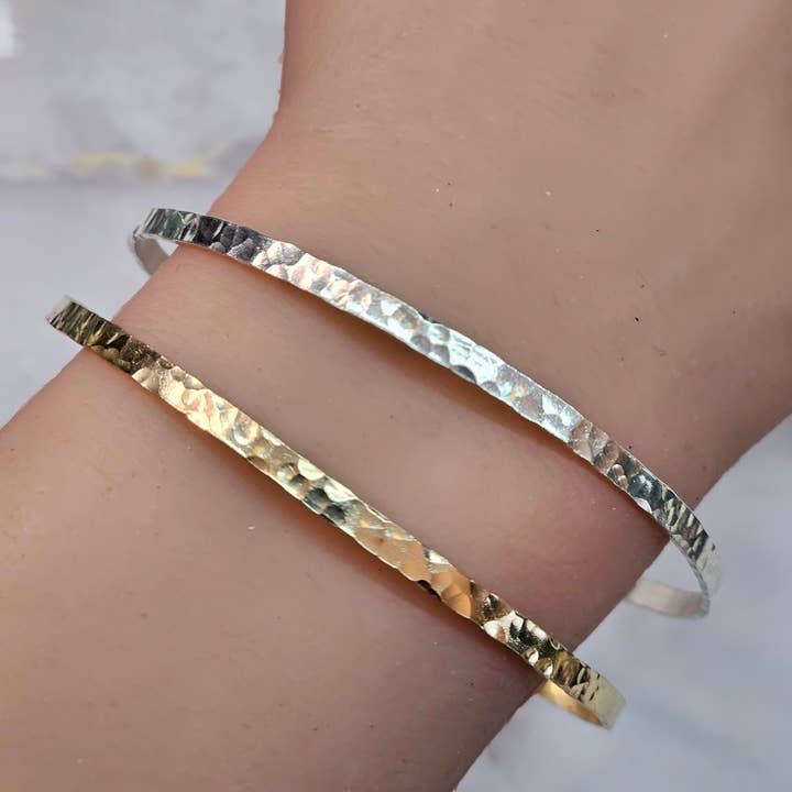 Permanent bangle (Wide Hammered Cuff), Bangle blank PJ for wholesale by Half Moon Jewelry Designs