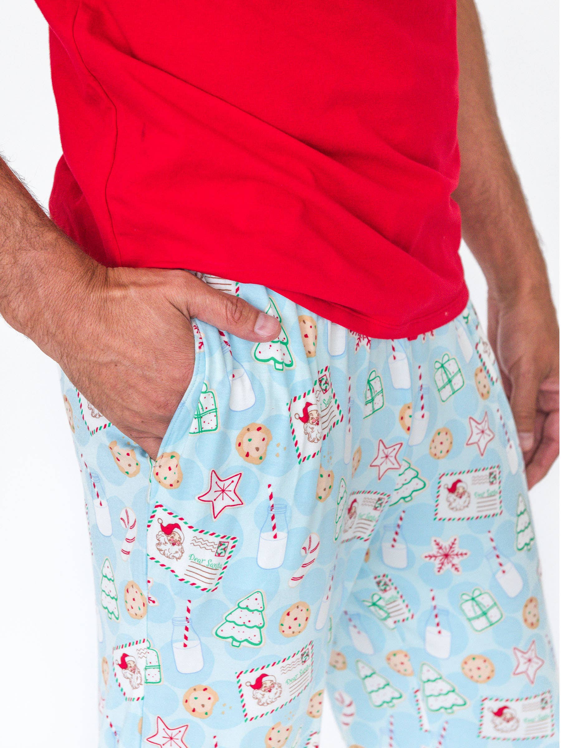 Blue SoftSnooze™ Adult Bamboo Viscose Santa Sweets Pajama Pants for wholesale on Faire1