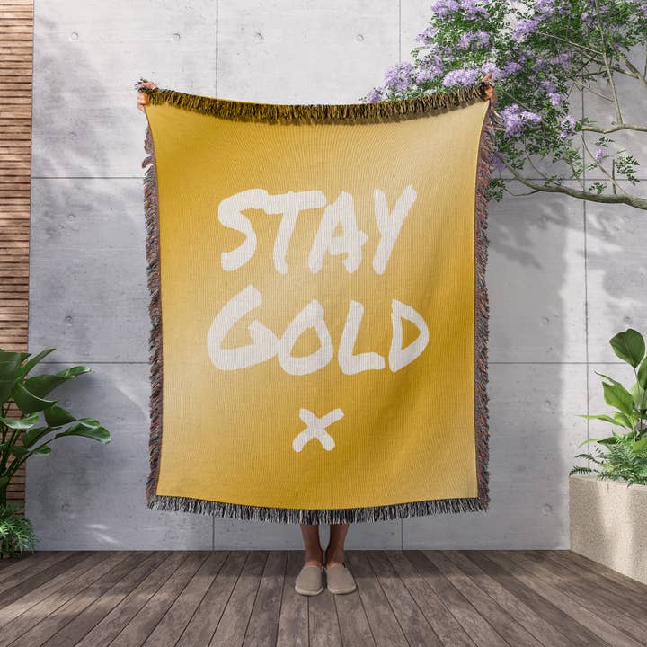 3dRose - Wholesale Throw Blanket - 3dRose, Stay Gold quote on matte tan-gold-like color - be true to yourself, Blanket2