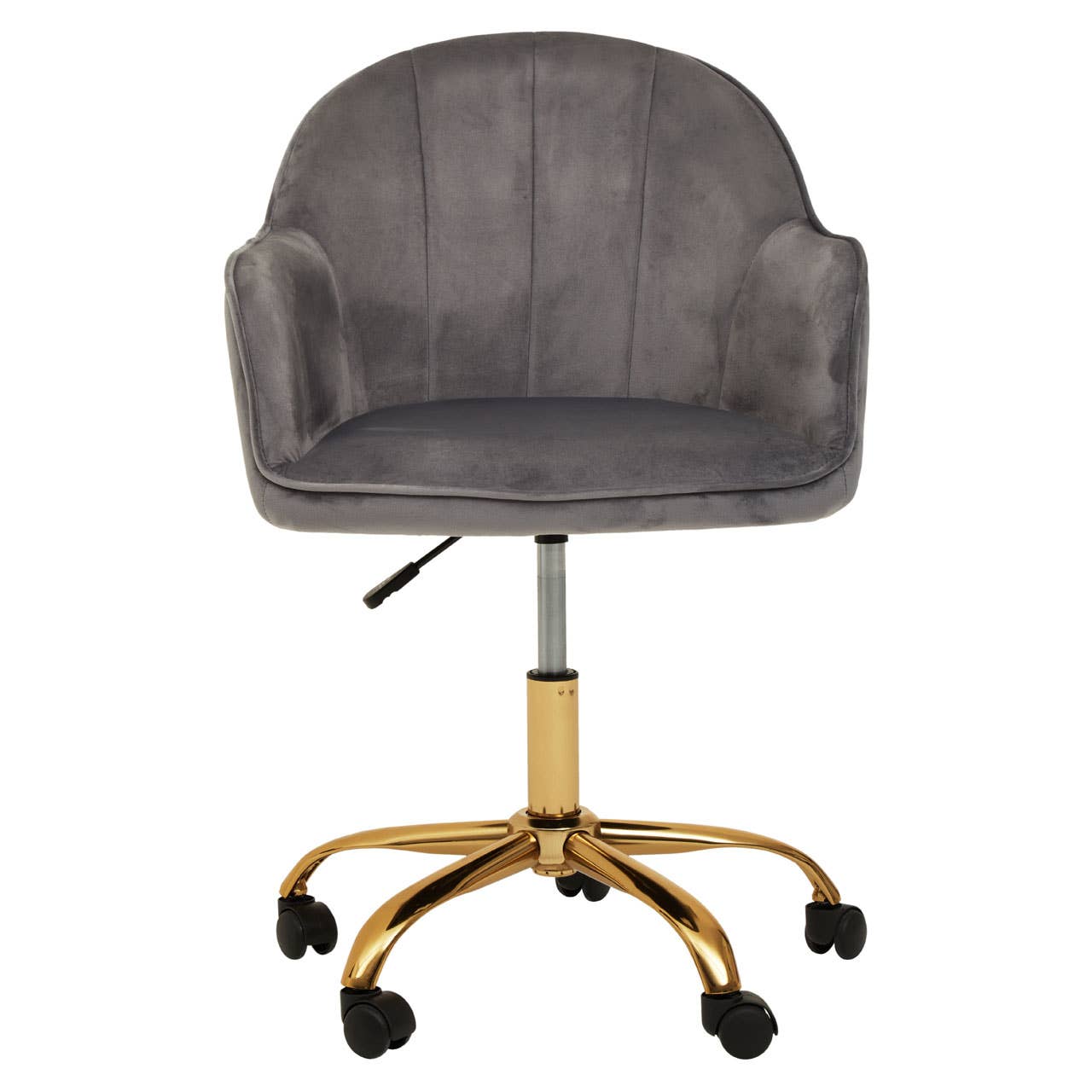 Interiors by Premier – wholesale Chair – Brent Grey Velvet And Gold Base Home Office Chair2