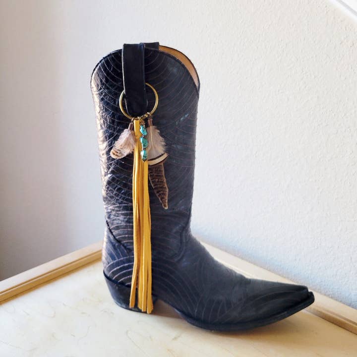 The Jewelry Junkie - Wholesale Shoe Jewelry - Women's - Boho Western Boot Bling Charm with Leather Fringe 500c5