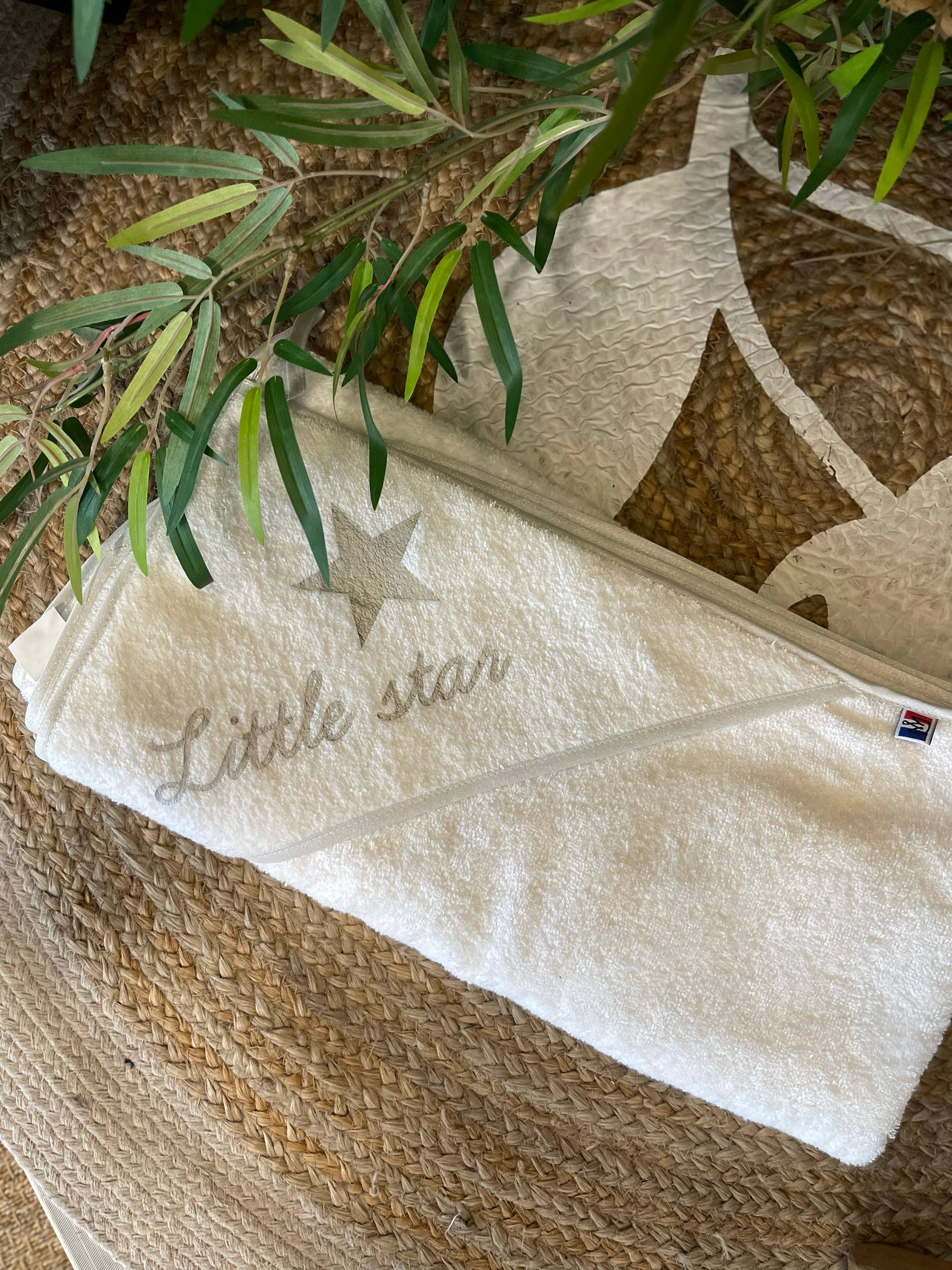 Toiles Chics - Wholesale Hooded Towel - Kids & Baby - “Little Star” white bath cape1