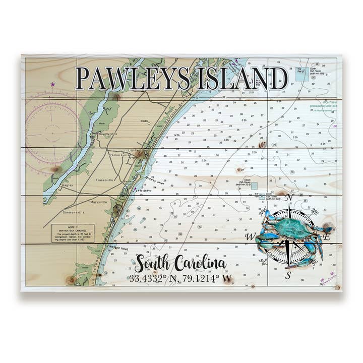 Pawleys Island, SC 18x24 Wood Pallet Map for wholesale by Map Mom