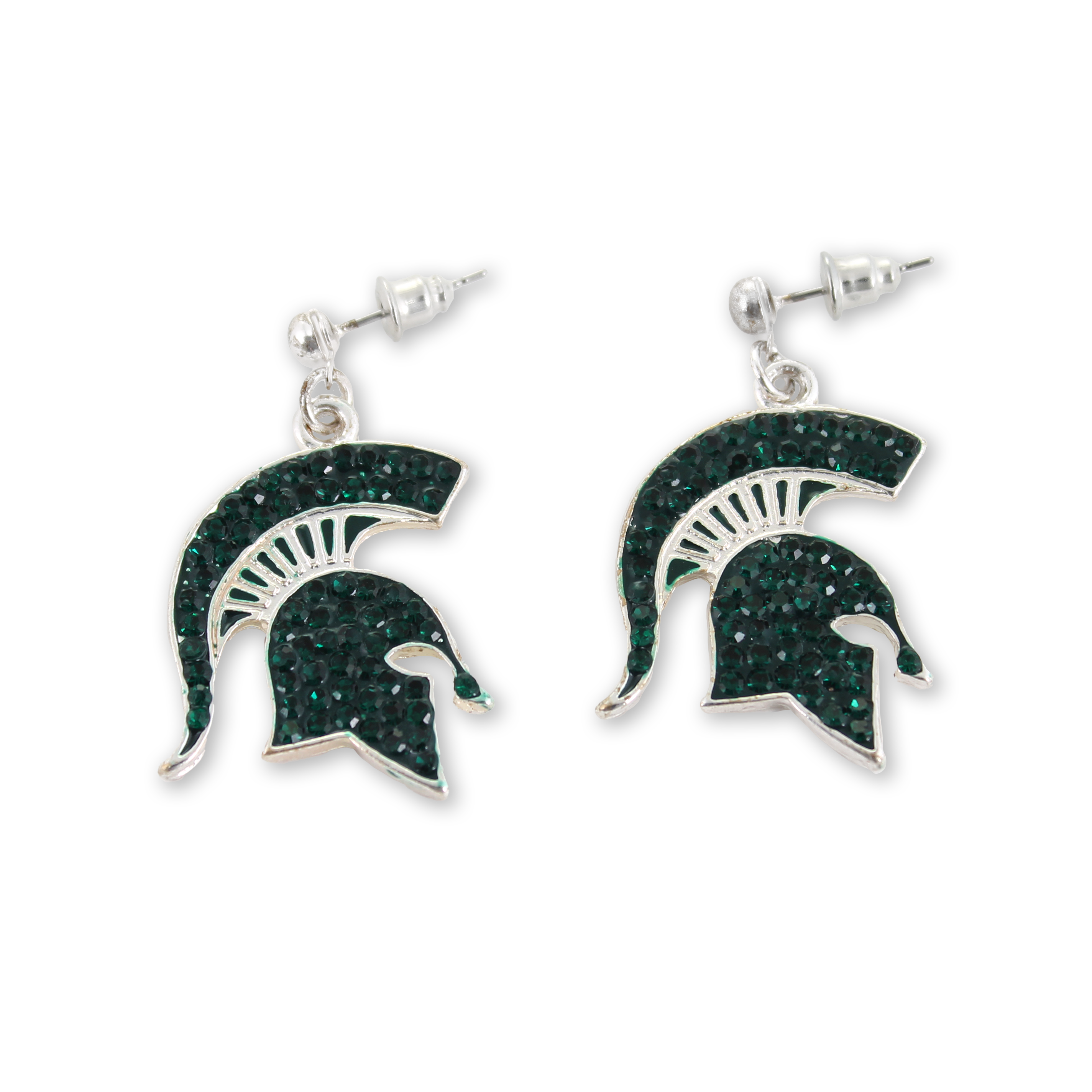 Seasons Jewelry - Wholesale Dangle Earrings - Michigan State Crystal Logo Earrings1