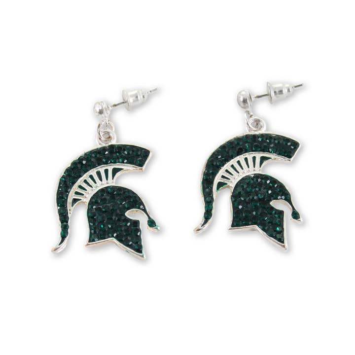 Seasons Jewelry - Wholesale Dangle Earrings - Michigan State Crystal Logo Earrings1