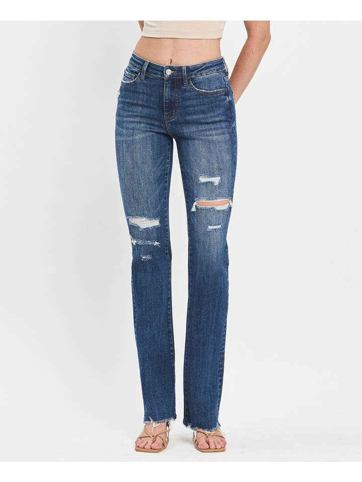 POPLAR PATH HIGH RISE RAW HEM BOOTCUT JEANS LV1485 for wholesale on Faire