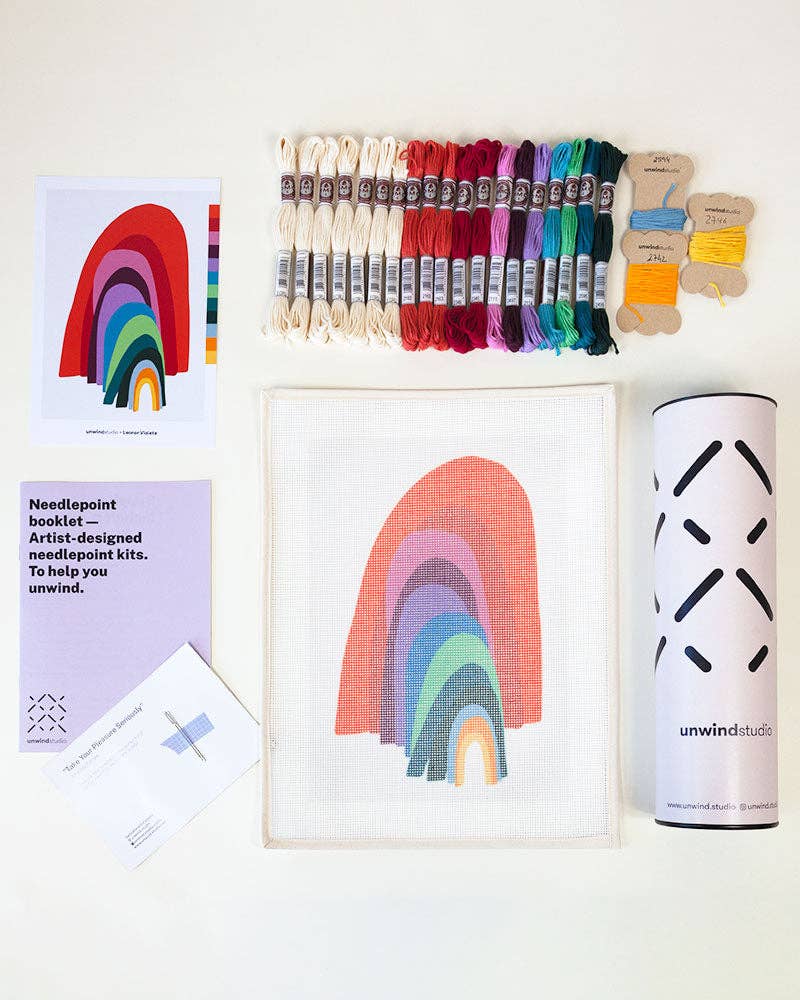 Unwind Studio - Wholesale DIY Craft Kit - From the Other Side Rainbow Needlepoint Kit4