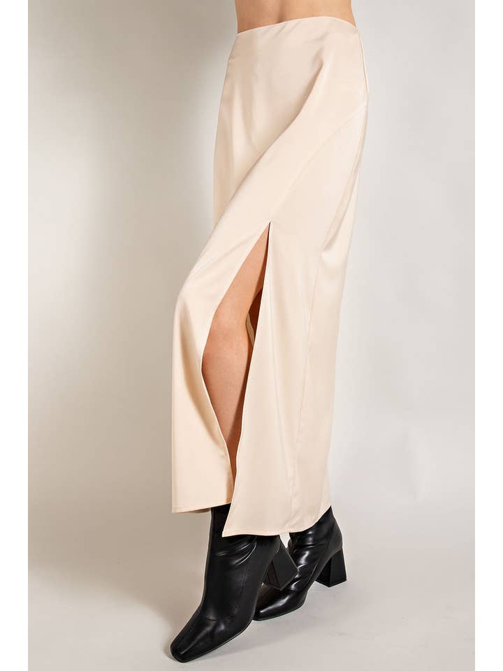 FSL Apparel - Wholesale Skirt - Women's - IS8028 - SATIN FLARED SKIRTS WITH SIDE SLIT8