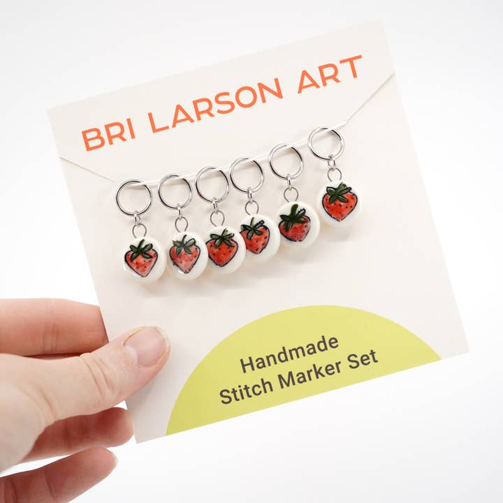 Bri Larson Art - Wholesale Knitting/Crochet Supplies - Strawberry Stitch Marker Set2