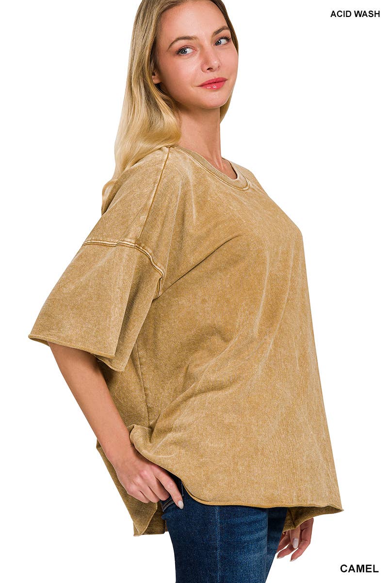 42POPS - Wholesale T-Shirt - Women's - ".._ Washed French Terry Loose fit Top Reg/Plus2