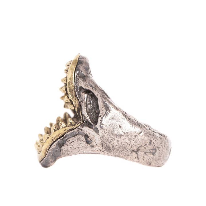 JewelryLab - Vente Bague de cocktail/de cérémonie - Bague à mâchoire de requin en argent sterling 925 avec laiton4