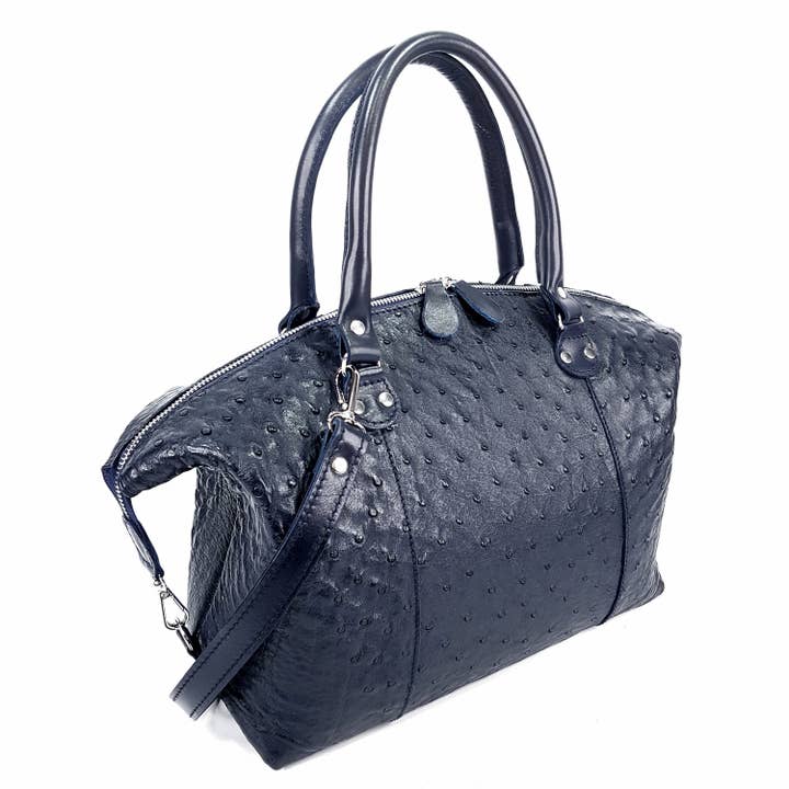 Mörkblå handväska av äkta strutsläder för wholesale av ANKO