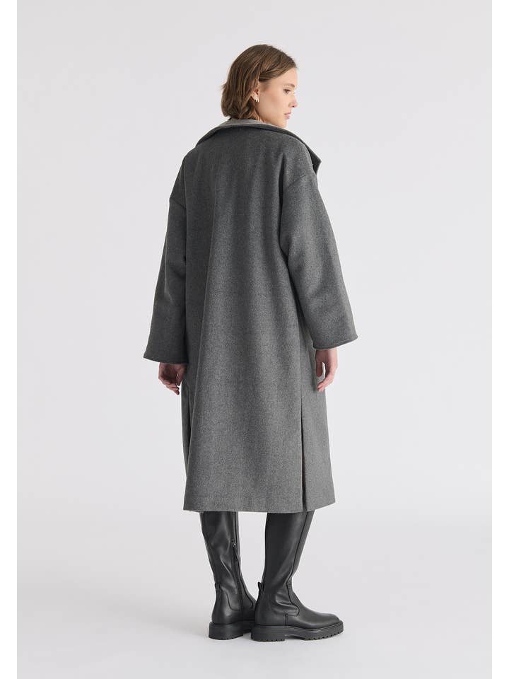 Paisie - Wholesale Coat - Women's - Two-Tone Double Breasted Wool Blend Coat12