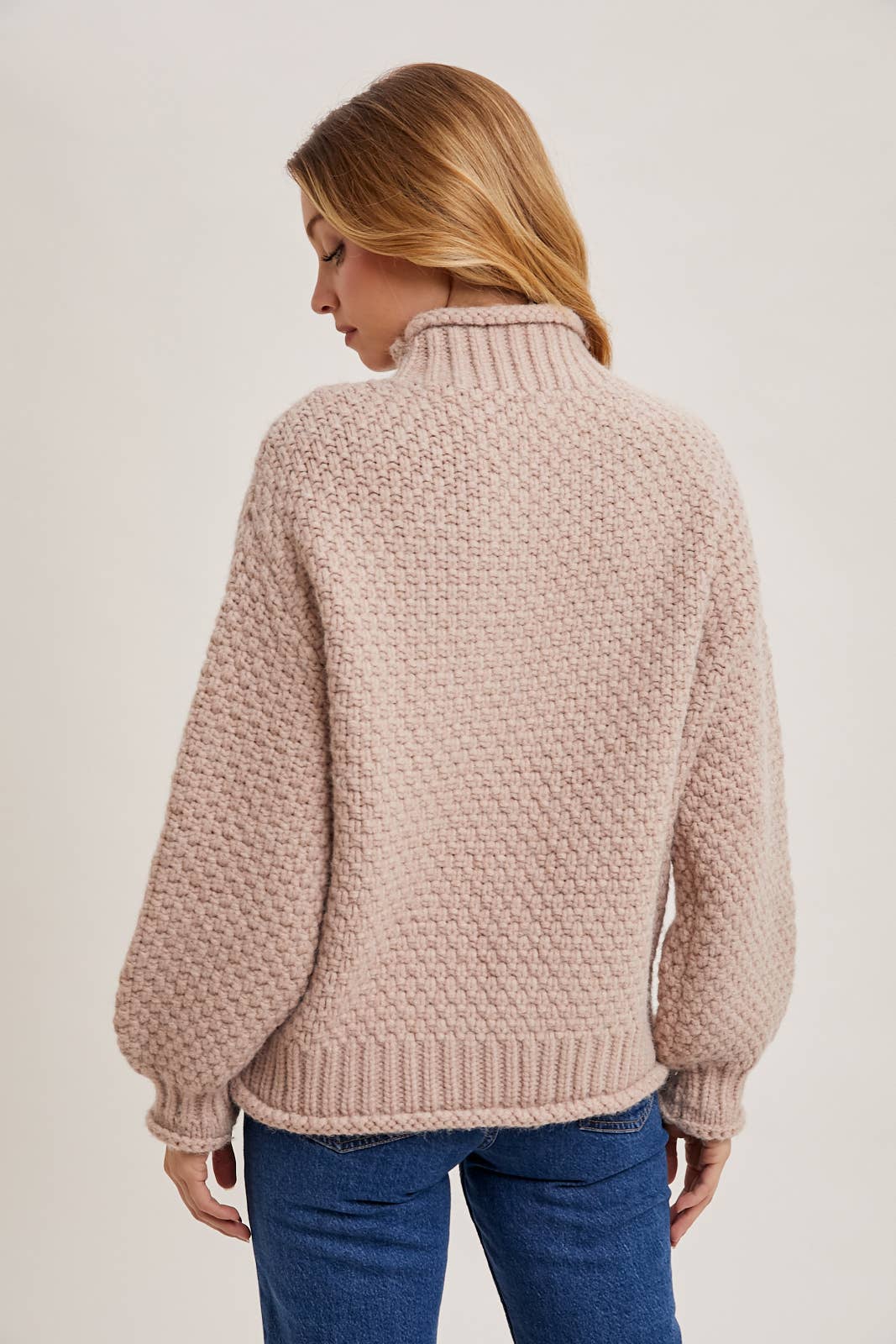 Bluivy - Vente Pull en maille – femme - PULL OVERSIZE EN TRICOT GAUFRÉ À COL MONTANT6