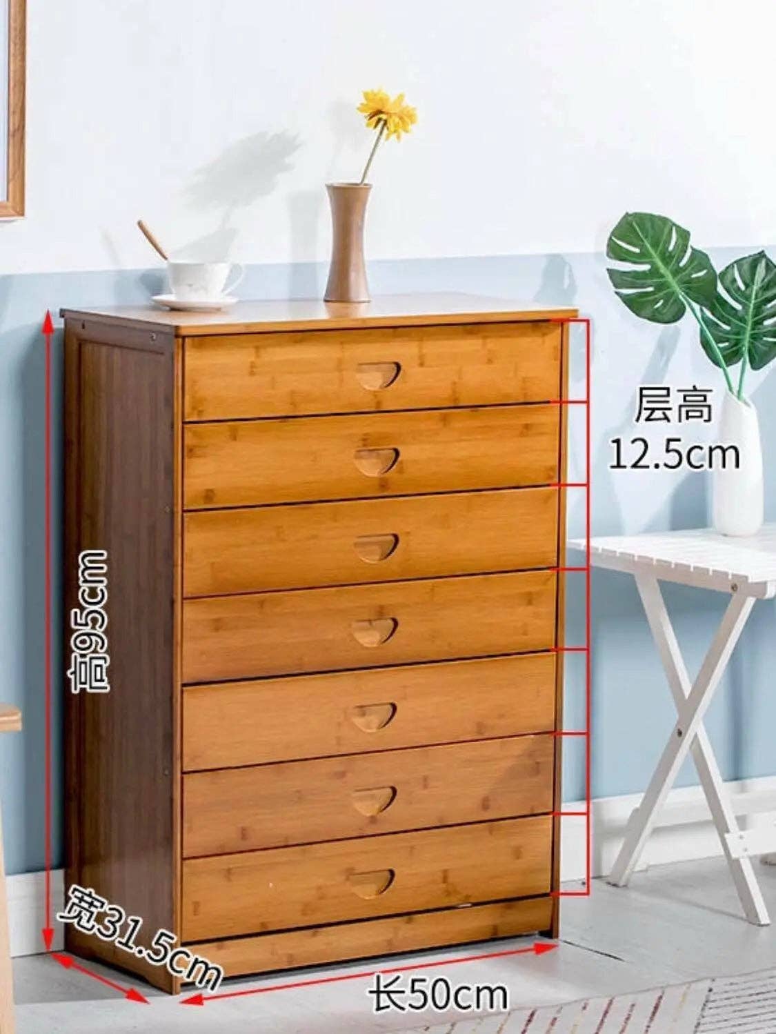 everythingbamboo - Vente Armoire - Commode moderne en bambou massif avec tiroirs pour chambre, choix élégant de rangement9
