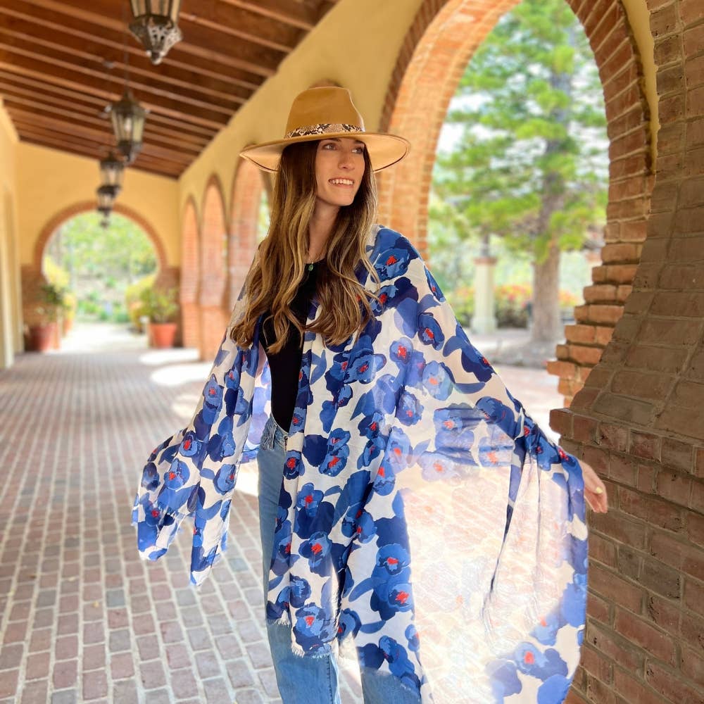 Humble Hilo – Cachecol - Mulher por atacado – Lenço Humble Hilo com arte de papoulas vetoriais39