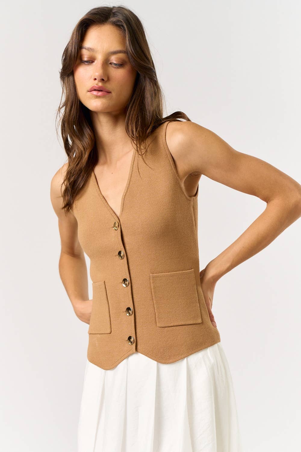 Lalavon - Wholesale Knit Top - Women's - ILT5335 Effortless Layer Knit Vest0