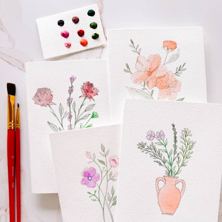 Frederick Made - Wholesale DIY Craft Kit - Bouquets Paintable Notecards0