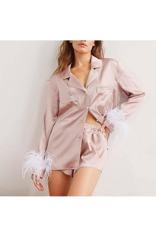 Queen Fashion – wholesale Pyjamasset - Dam – silkeslen topp och shorts nattkläder18