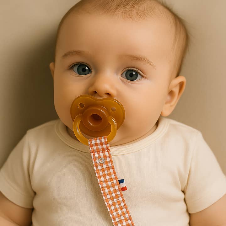 PAPATE - Wholesale Pacifier Clip - Baby - Organic Cotton Pacifier Clip - Vichy1