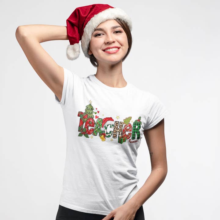 T-shirt Professora de Natal por atacado de Tidal Colors