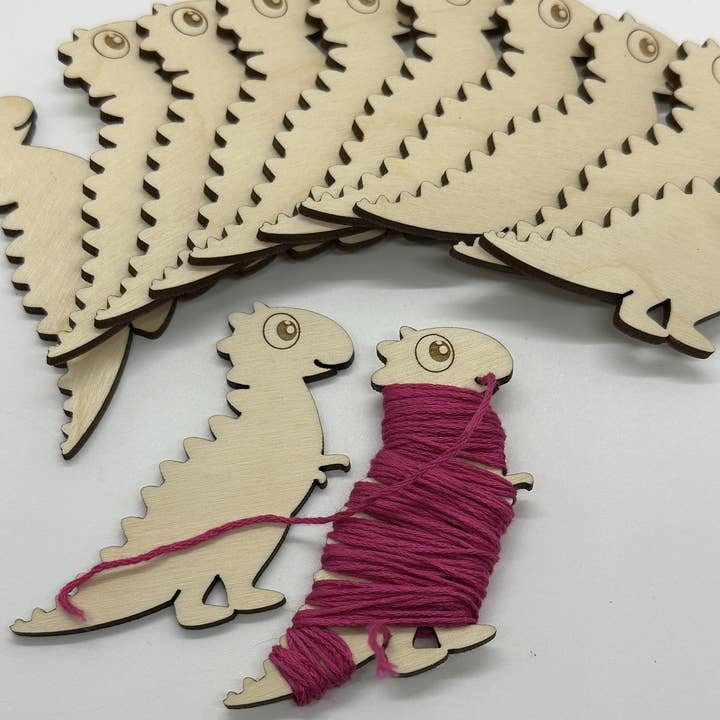 Wooden Dinosaur Floss Bobbin for Embroidery & Sewing for wholesale by Velvet Guillotine