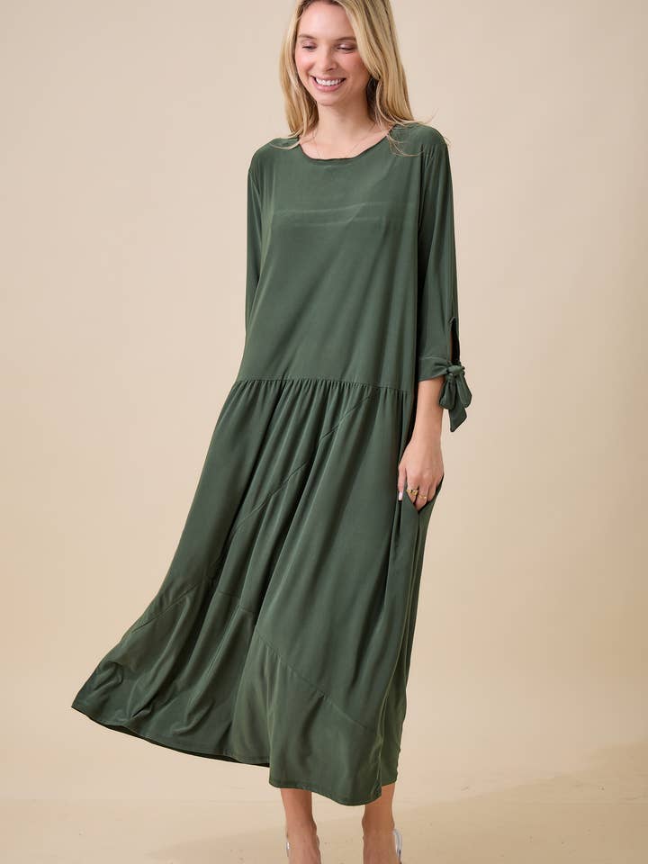 Women's Wrinkle-Free Dress with 3/4 Sleeve & Pockets for wholesale by Celeste Clothing