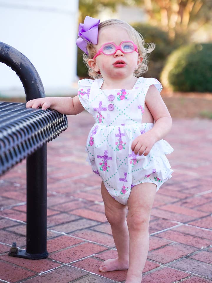 Posh Pickle – Engroshandel Bodysuit - Baby – Grace Cross Print Øjle med flæset boble