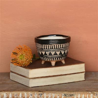 HomArt - Wholesale Decoratief bord/schotel/kom - Apache Print kom, keramiek - Sm - Zwart & Naturel2