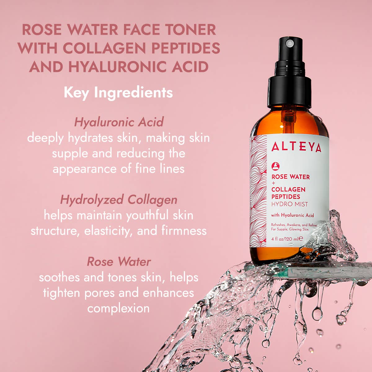 Alteya Organics – wholesale Face & body mist/water – Rose Water + Collagen Peptides1