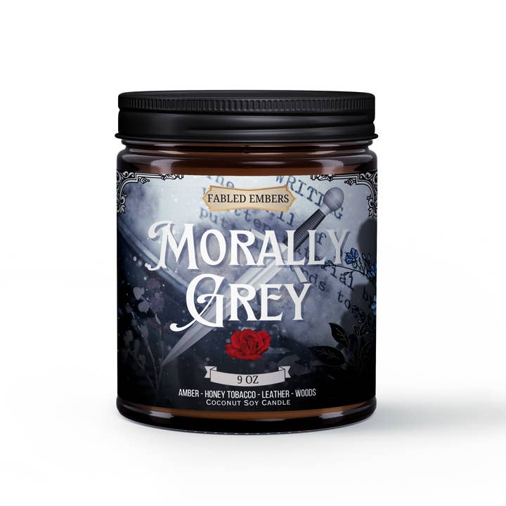Fabled Embers - Wholesale Jar/Filled Candle - MORALLY GREY Book Lovers 9oz Candle Coconut Soy