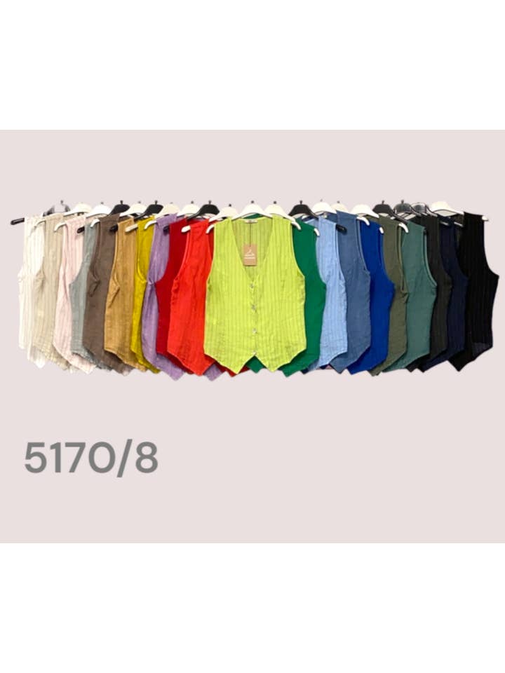 LÉA & LUC - Wholesale Button Down Shirt - Women's - Sleeveless shirt in 100% Linen REF. 517033