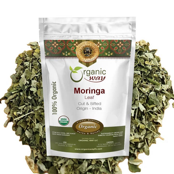 Moringa Leaf Cut and Sifted (Moringa Oleifera) | Herbal Tea - Immune and Energy Booster | Kosher Certified | Vegan | Non GMO & Gluten Free | USDA Certified | Origin - India for wholesale by Organic Way LLC