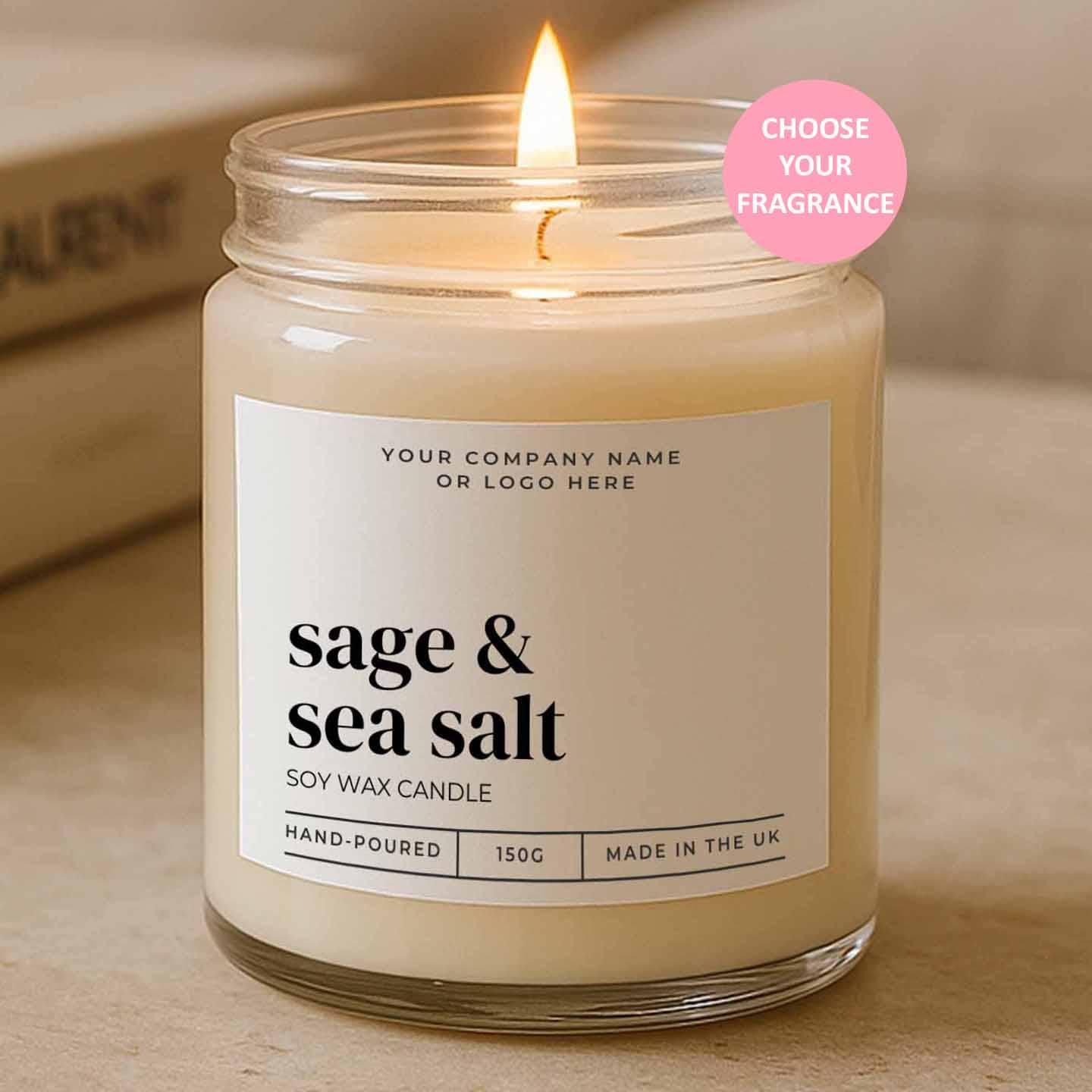 Candle Drop – wholesale Jar/filled candle – Label Style 3 | Wholesale White Label Soy Candle | Clear Jar0