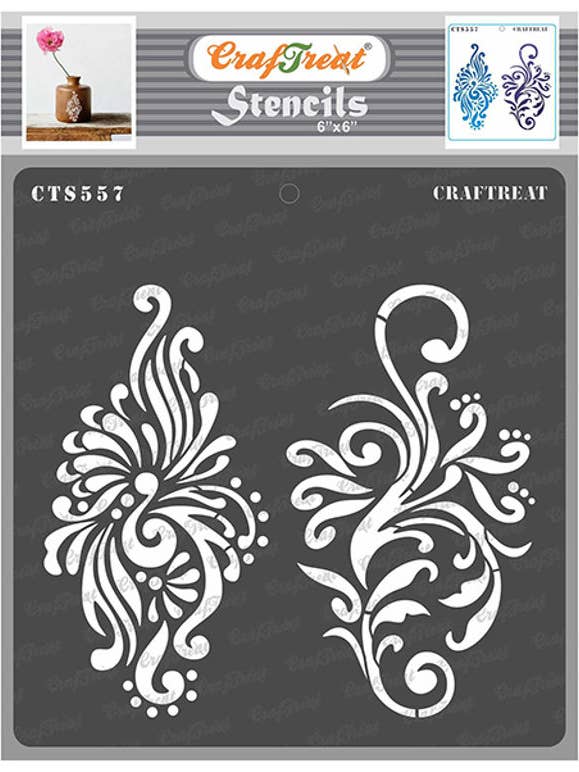 CrafTreat Peacock Flourish Stencil 6x6 Inches for wholesale by CrafTreat