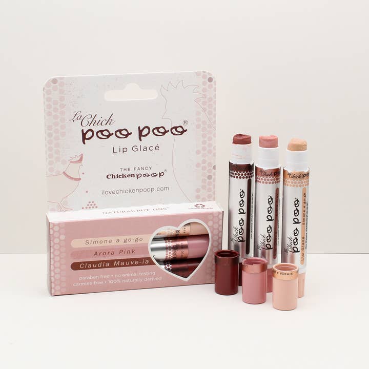 Chicken Poop - Wholesale Lip Balm Set - La Chick Poo Poo® Lip Glacé Trio, 8ct. HANG TAB