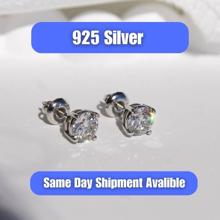 925 Silver + Real Lab-Grown Diamond Stud Earrings for wholesale by Nova Jewels LA