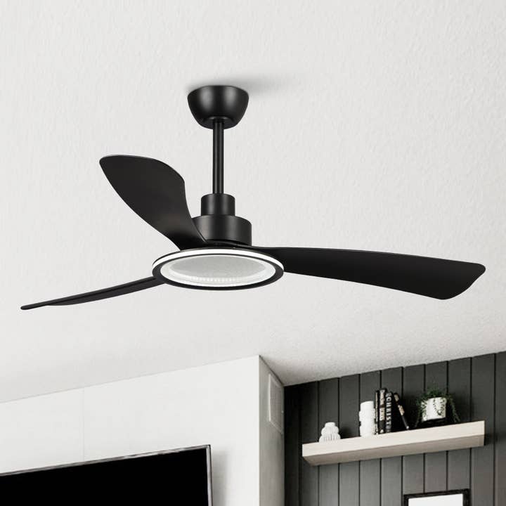 Ceiling Fan Modern 52" Matte Black Integrated LED 3-Blade for wholesale by Brio Lighting