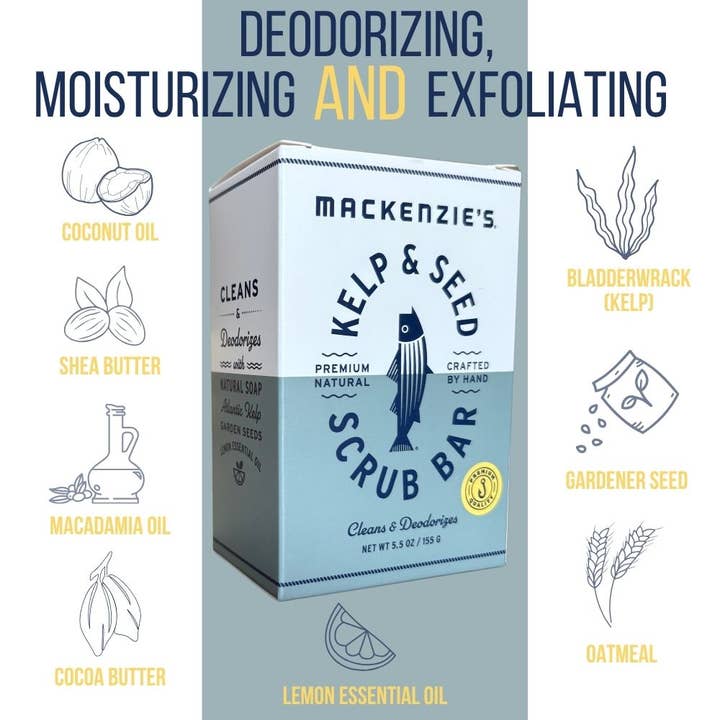 MacKenzie's Fisherman - Wholesale Bar Soap - Kelp & Seed Scrub Bar- 5.5 oz (12 qty)6