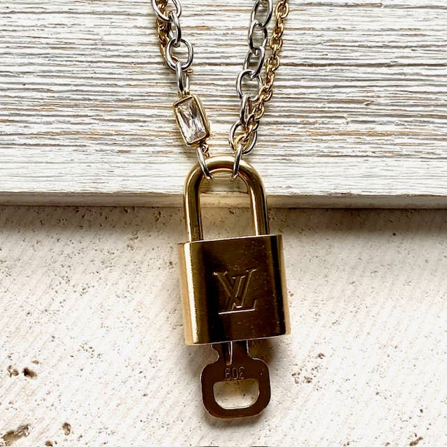 VB&CO Designs Handmade Jewelry - Wholesale Pendant/Charm Necklace - Louis Vuitton lock necklace repurposed upcycled LV1