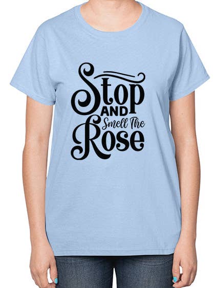 Halt an und rieche die Rose 1578# - Wein - Damen T-Shirt für den Großhandel von tshirt unlimited