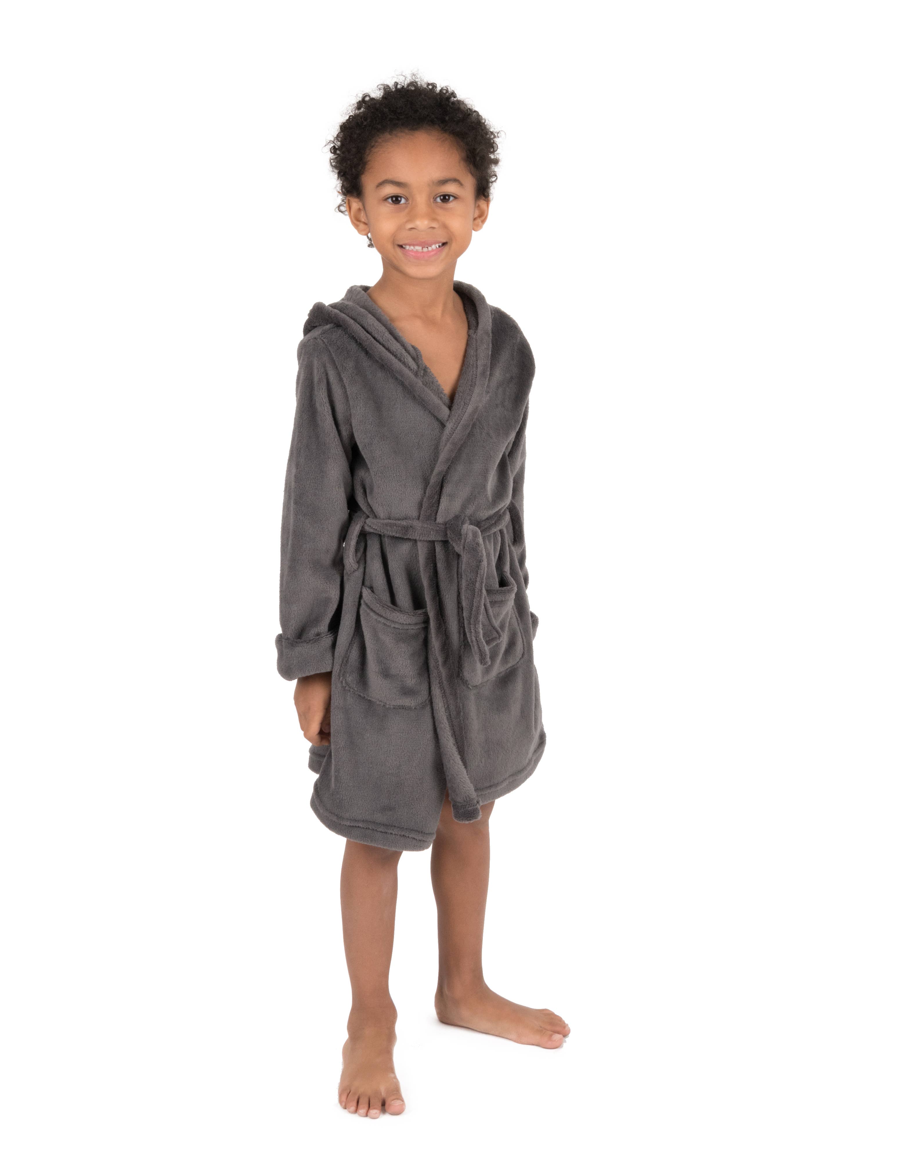 Leveret Pajamas – Großhandel Bademantel – Kinder – Kinder Fleece-Bademantel mit Kapuze in Uni-Farben2