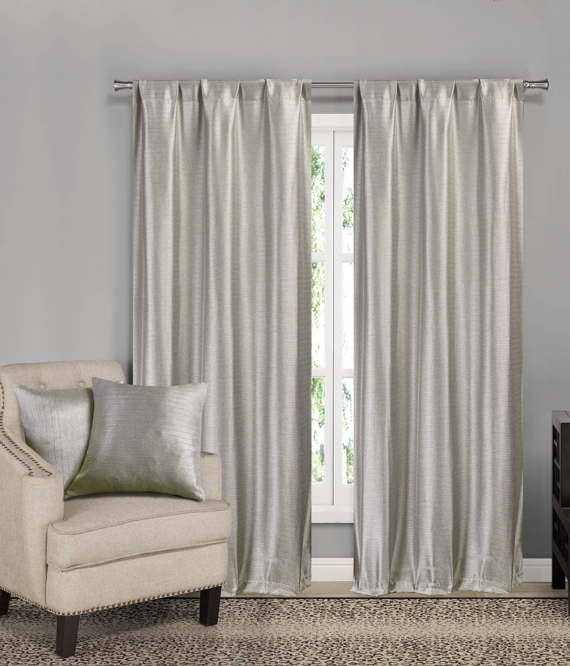 Taupe Strukturiertes Fenstergardinen-Set mit Dekokissen für Zuhause für den Großhandel auf Faire0