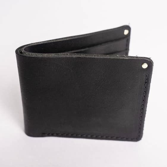 Black Dublin Bifold Wallet for wholesale by Hooks Crafted Leather Co.