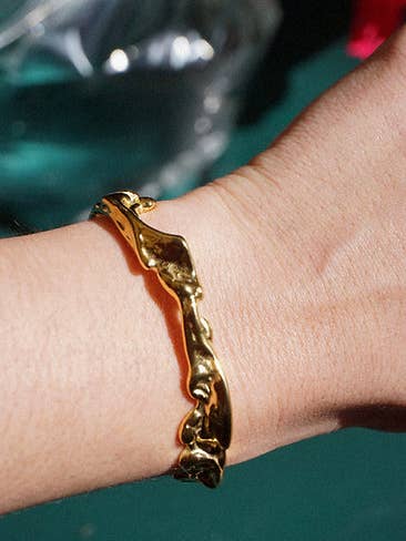 Molten 18k Gold Plated Open Bangle for wholesale by Rue Roosevelt