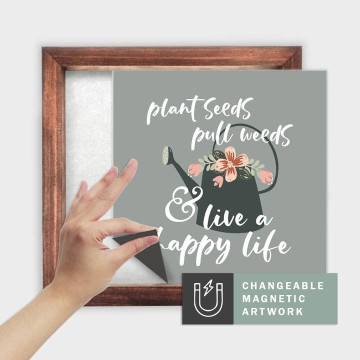 Magnetic Seasonal Decor Insert for Interchangeable Sign (Medium): Live a Happy Life | Spring | Magnetic Sign Blank Sold Separate for wholesale by Simpler Seasons Decor