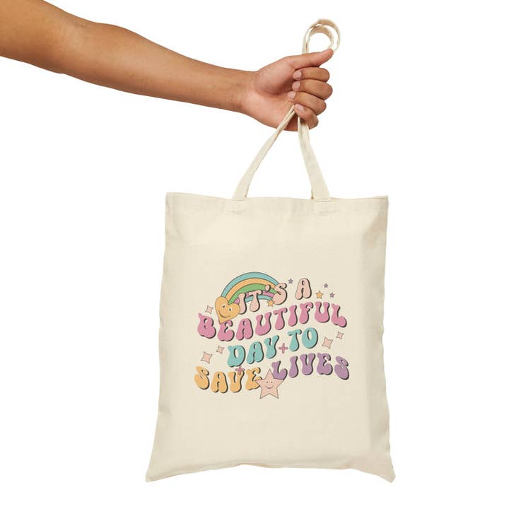 Nurse Doctor Quote Printed Shopping Library Tote Bag for wholesale by Home and Honey Shop