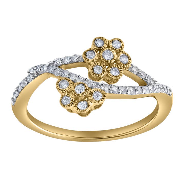 Golden Blossom 0.3 Ct 10K Yellow Gold Diamond Ring for wholesale by LuvMyJewelry (LMJ)