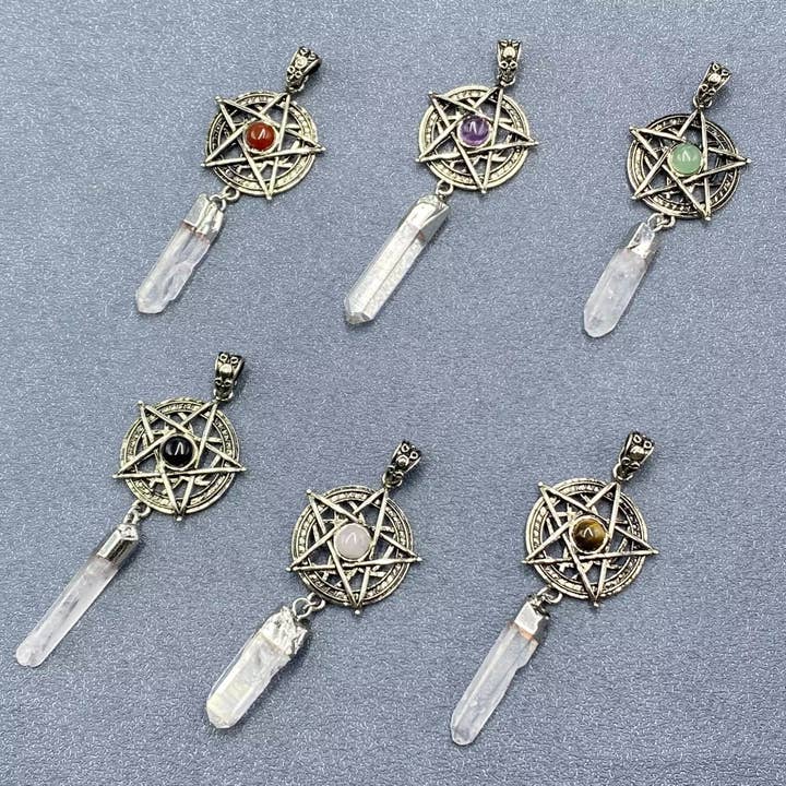 Mio Queena - Wholesale Spiritual Stone/Crystal - Stone & Crystal Pentagram Charm Pendant - CS6