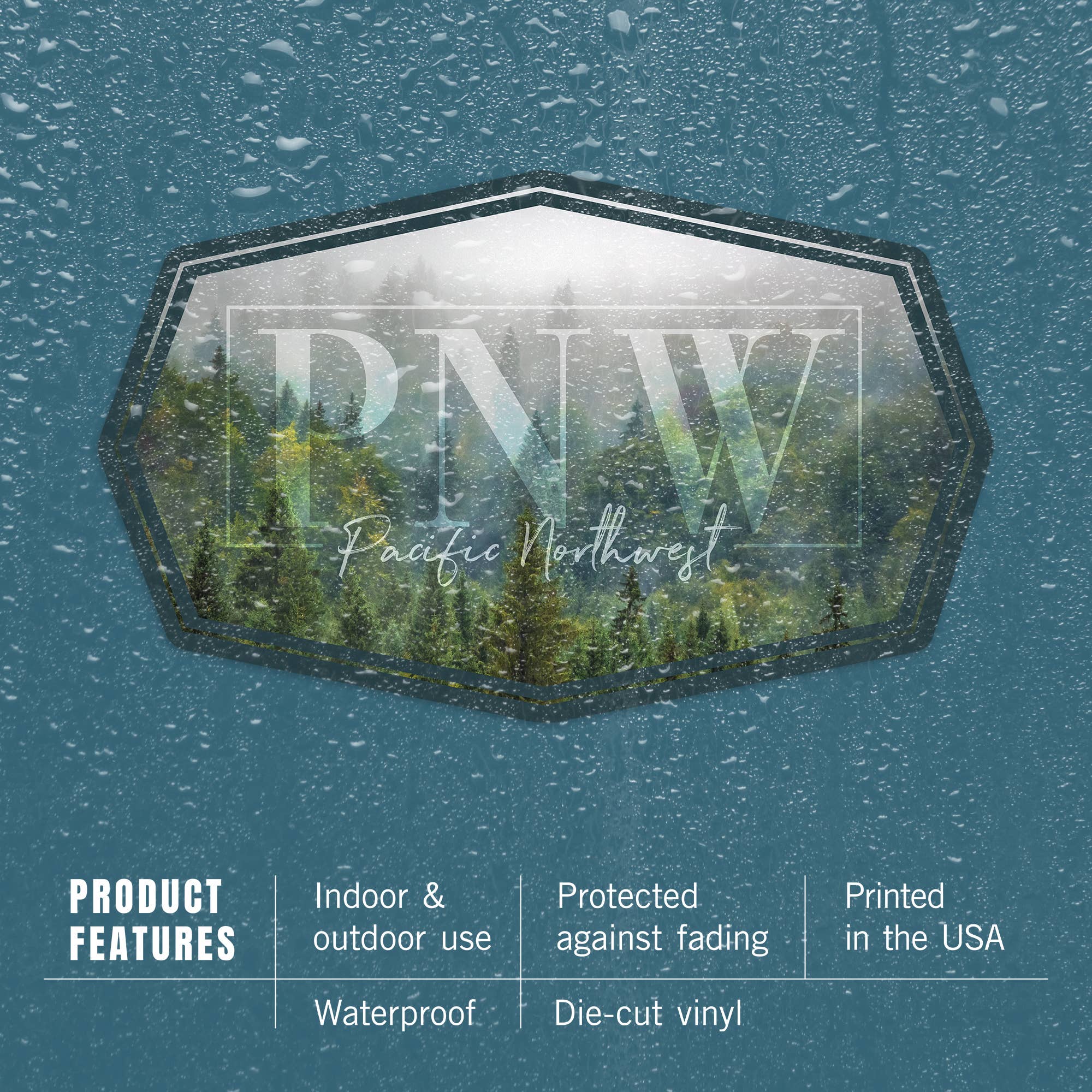 Lantern Press - Wholesale Sticker - Vinyl Sticker Pacific Northwest, Fog and Forest3